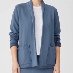 EILEEN FISHER Organic Cotton French Terry Shawl Collar Jacket Dusk XXS